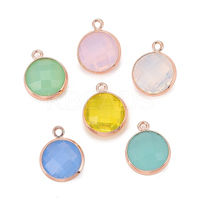 Brass Glass Charms KK-C228-01RG-1