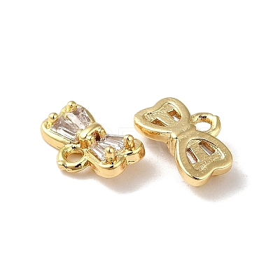 Brass with Glass Rhinestone Charms KK-B079-09G-1