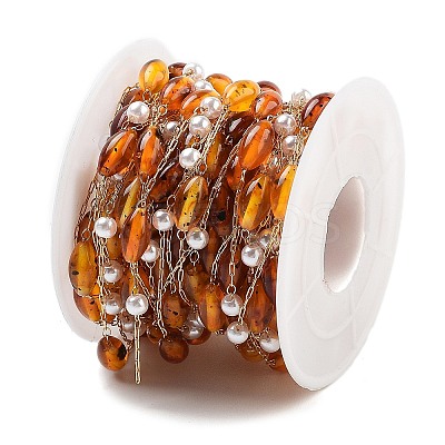Handmade Amber & CCB Plastic Beaded Chains CHS-P019-12G-1