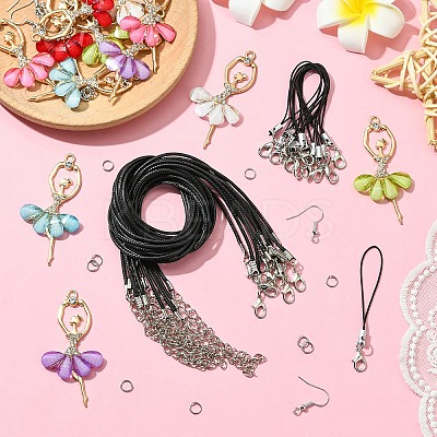 DIY Ballet Girl Alloy Pendant Earring/Necklace Making Kits DIY-YW0012-23-1