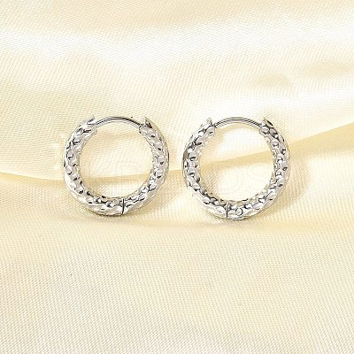 Non-Tarnish 304 Stainless Steel Grooved Hoop Earrings EJEW-M218-01A-P-1