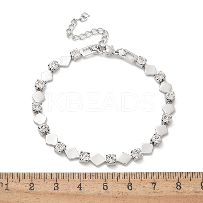 304 Stainless Steel Rhinestone Cup Chain Bracelets for Women BJEW-F488-26G-P-1