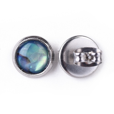Natural Abalone Shell/Paua Shell Stud Earrings EJEW-JE03213-1