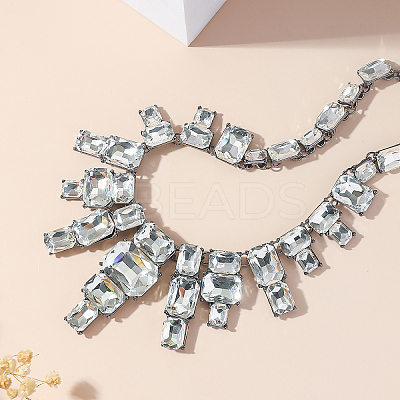 Exaggerated Party Zinc Alloy & Clear Glass Bib Necklaces for Glamorous Events RT5947-1