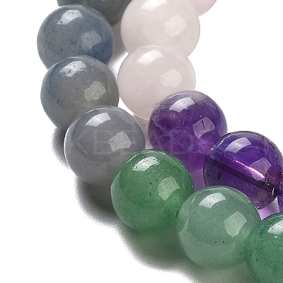 Natural Flower Amazonite & Amethyst & Flower Amazonite & Green Aventurine & Blue Aventurine Beads Strands G-B095-A01-02-1