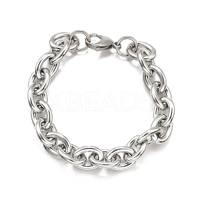 304 Stainless Steel Cable Chain Bracelets for Women BJEW-Q050-01C-P-1