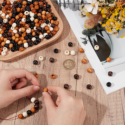 500Pcs 5 Colors Maple Wood Beads WOOD-GF0002-47-1
