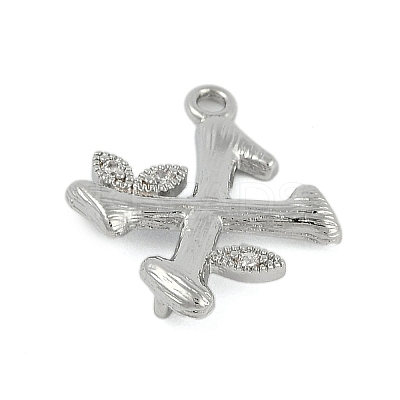 Brass Crystal Rhinestone Letter Links Connector Charms KK-S395-06P-X-1