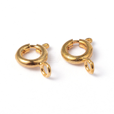 Golden Tone Jewelry Components Brass Spring Ring Clasps X-EC095-G-1