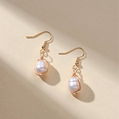 Natural Pearl Dangle Earrings EJEW-JE05167-02-1
