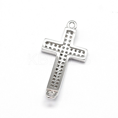 Curved Latin Sideways Cross Brass Micro Pave Cubic Zirconia Links ZIRC-E010-02-1