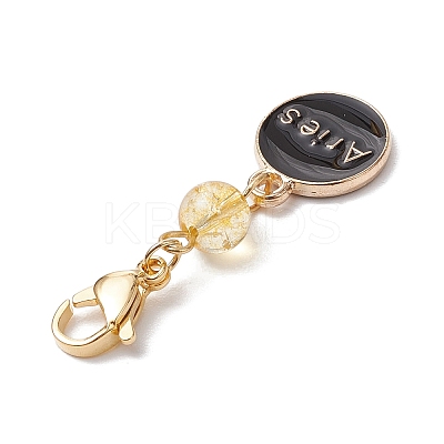 12Pcs Alloy Enamel Flat Round with 12 Constellations Pendant Decorations HJEW-JM02528-1