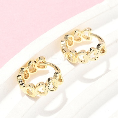 Hollow Heart Brass Hoop Earrings EJEW-Z102-17G-1