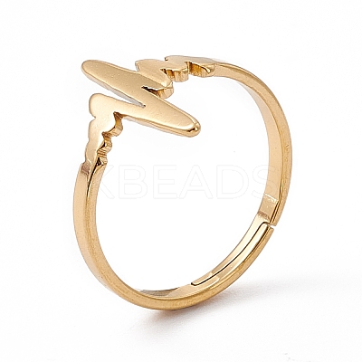 Ion Plating(IP) 201 Stainless Steel Heart Beat Adjustable Ring for Women LS-RJEW-K238-02G-1