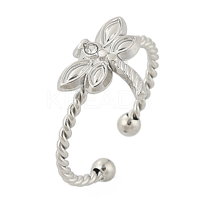 304 Stainless Steel Crystal Rhinestone Cuff Rings for Women LS-RJEW-G338-02P-1