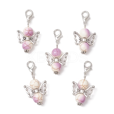 30Pcs 6 Colors Synthetic Turquoise Angel Pendant Decoration HJEW-JM02812-1