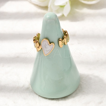 Heart 304 Stainless Steel Open Cuff Rings for Women RJEW-A091-02G-1