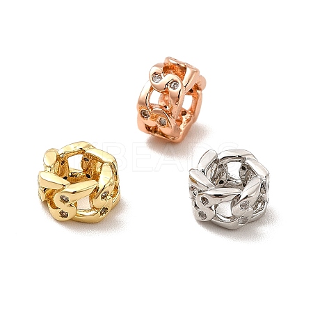 Rack Plating Brass Micro Pave Cubic Zirconia European Beads KK-C010-23-1