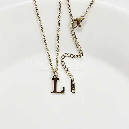 304 Stainless Steel Letter Pendant Necklaces NJEW-WH0027-26L-G-1