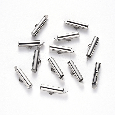 Tarnish Resistant 304 Stainless Steel Slide On End Clasp Tubes STAS-S115-01F-P-1