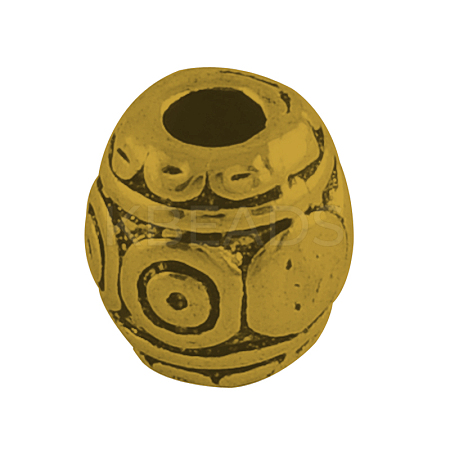 Tibetan Style Alloy Barrel Beads TIBEB-5178-AG-NR-1