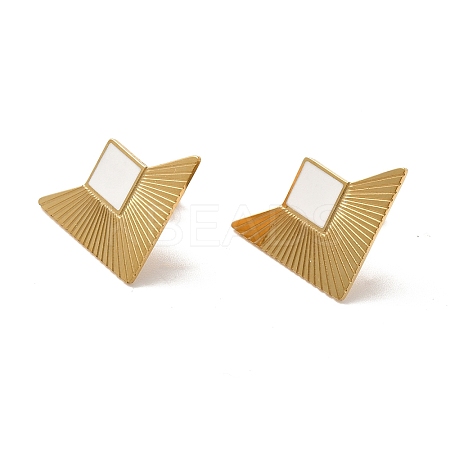 Enamel Triangle with Rhombus Stud Earrings STAS-H175-13G-1