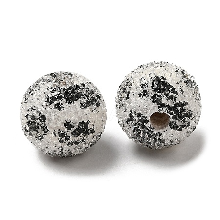 Spray Painted Wood European Beads with Rhinestone RESI-C038-03I-1