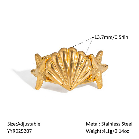 Ocean Themes Stainless Steel Adjustable Cuff Rings for Women VG5206-6-1