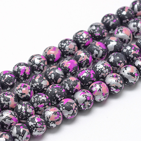 Baking Painted Glass Beads Strands X-DGLA-S115-8mm-K23-1