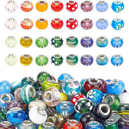 Mixed Styles Handmade Lampwork Glass European Beads LPDL-PH0001-03-WH-1