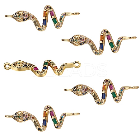 5Pcs Brass Micro Pave Cubic Zirconia Links Connectors ZIRC-SZ0002-80G-1