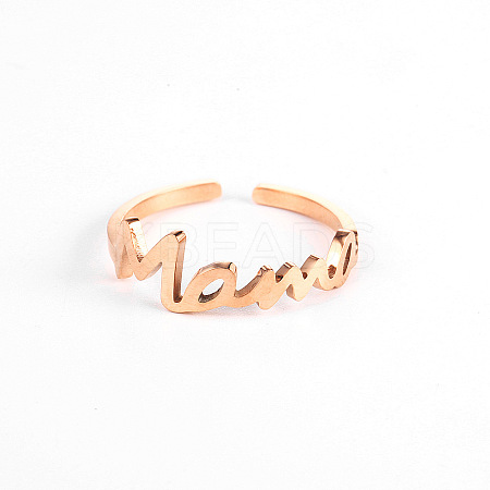 Simple 304 Stainless Steel Mama Cuff Rings for Mother's Day QW8429-3-1
