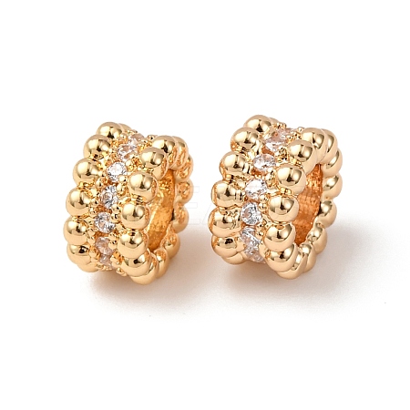 Brass Cubic Zirconia European Beads ZIRC-L105-09G-1