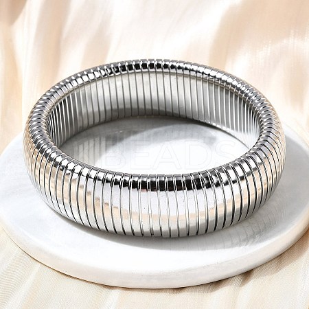 304 Stainless Steel Stretch Bracelets for Women Men BJEW-A031-02B-P-1