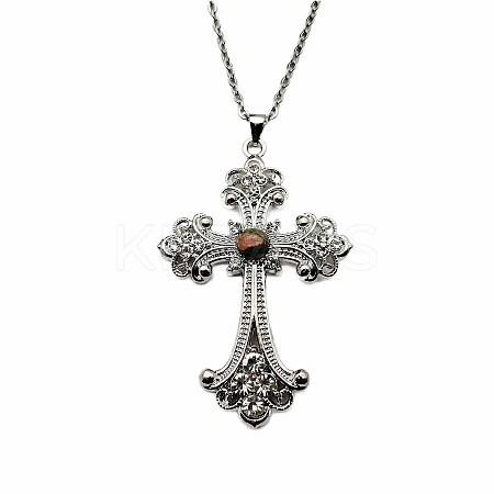 Vintage sparkling Alloy Rhinestone Cross Pendants Necklaces for Women IL0019-5-1
