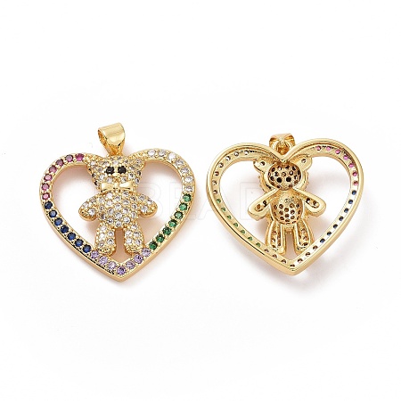 Brass Micro Pave Colorful Cubic Zirconia Pendants ZIRC-F134-01G-1