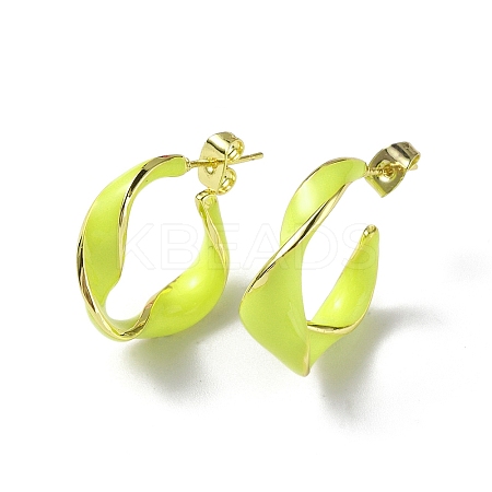 Enamel Twist Stud Earrings EJEW-P214-03G-04-1