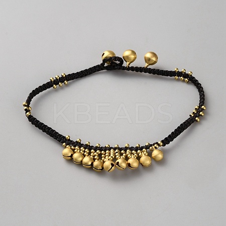 Bohemian Styles Brass Bell Tassel Anklets AJEW-WH0070-50A-1