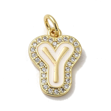Brass Micro Pave Cubic Zirconia Pendants KK-K354-02G-Y-1