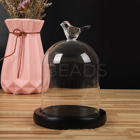 Bird Shaped Top Clear Glass Dome Cover BOTT-PW0003-001B-C03-1
