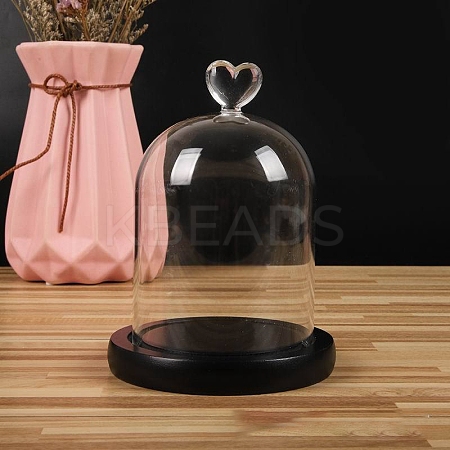 Heart Shaped Top Clear Glass Dome Cover BOTT-PW0003-001B-B03-1