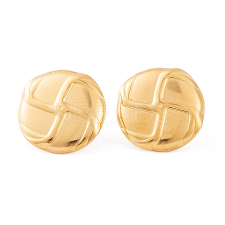 Ion Plating(IP) Flat Round 304 Stainless Steel Stud Earrings for Women EJEW-L272-014G-1