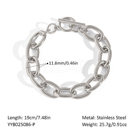 304 Stainless Steel Cable Chain Bracelets for Women LS-HO5603-2-1