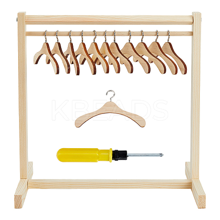 16Pcs 2 Style Wooden Doll Clothes Hangers DOLL-FG0001-03-1