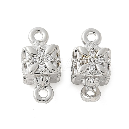 Brass Micro Pave Cubic Zirconia Connector Charms KK-U056-18P-1