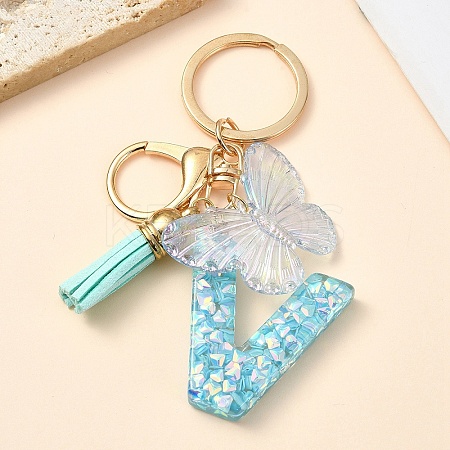Resin & Acrylic & Faux Suede Tassel Keychain KEYC-YW00117-22-1