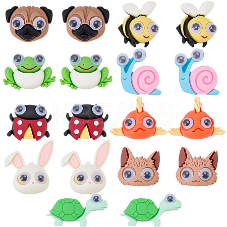 45Pcs 9 Styles Animal Theme Opaque Resin Cabochons RESI-SC0006-96-1