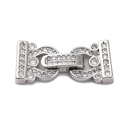 Brass Micro Pave Clear Cubic Zirconia Fold Over Clasps KK-P291-16P-1