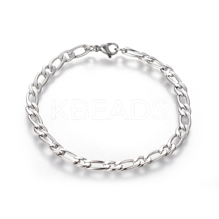 Tarnish Resistant 304 Stainless Steel Figaro Chain Bracelets BJEW-E369-08P-1