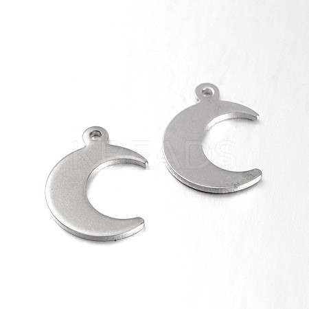 Tarnish Resistant Moon 304 Stainless Steel Pendants STAS-N059-16-1